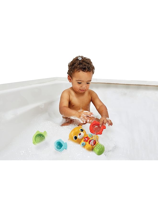 vtech Splashing Fun Otter Bath Toy For 1 Year Olds + Sensory Bathtub Toy With Lights Music & 3 Pouring Accessories 1 2 3 Years + English Version  - Image 4