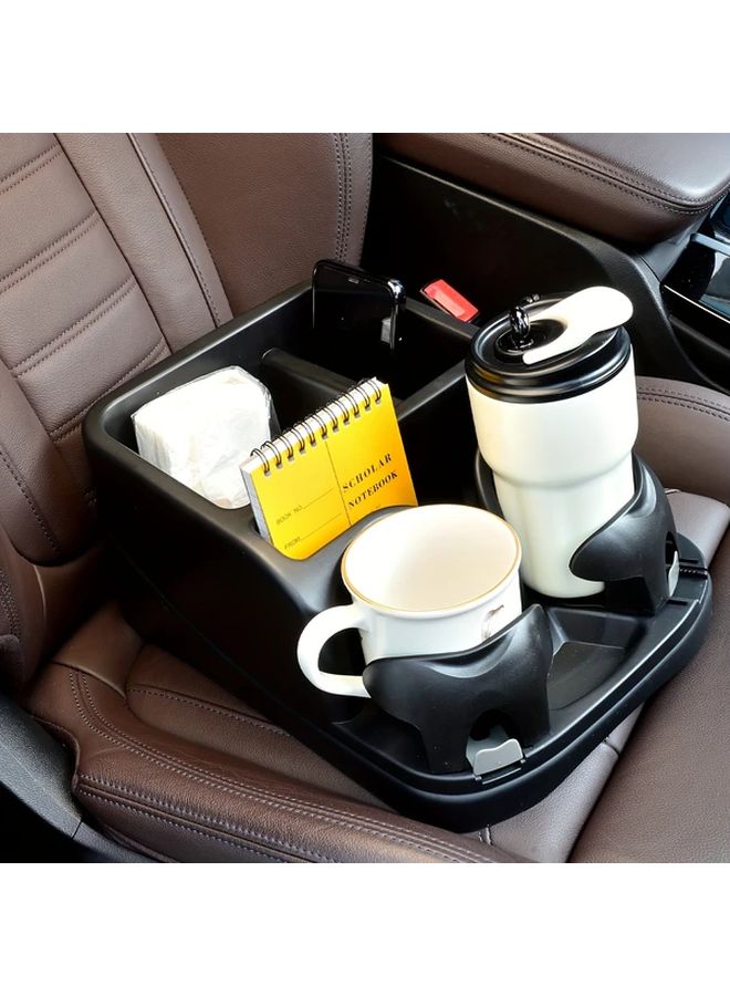 Black Car Seat Organizer Console Storage Box With Cup Holder For Cars Trucks Vans SUVs All Season - Image 1