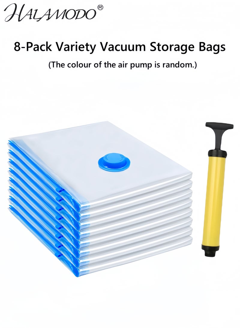 Halamodo 8-Pack Variety Vacuum Storage Bags for Comforters,  Blankets & Clothes,Vacuum Sealed Compression Bags with Hand Pump, Space Saver Storage Bags for Bedding,Travel & Organization(60*80cm/24*31inch) - Image 1