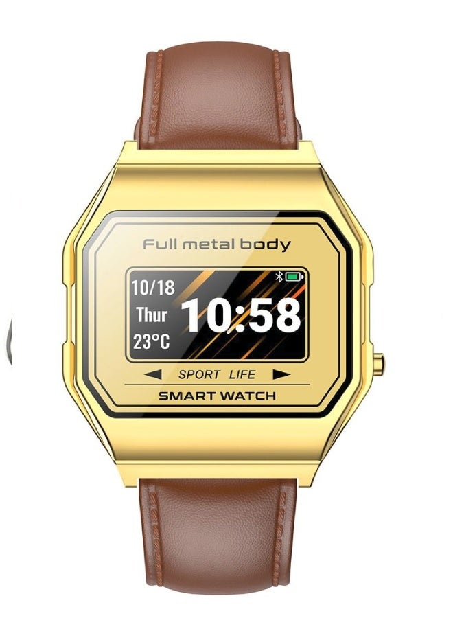 AROAQ KW18 Men Smart Watch with Leather Strap – IP67 Waterproof, BP Operator, SpO2, Heart Rate, GPS, Multi-Sports, Bluetooth 5.0 for Android & iOS - Brown - Image 3