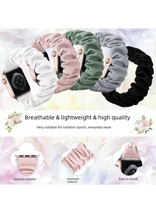 جديد لـ Apple Strap Iwatch Wristband - سوار ساعة تقليد قطني، سوار معصم كبير، ربطة شعر معوية - Image 3