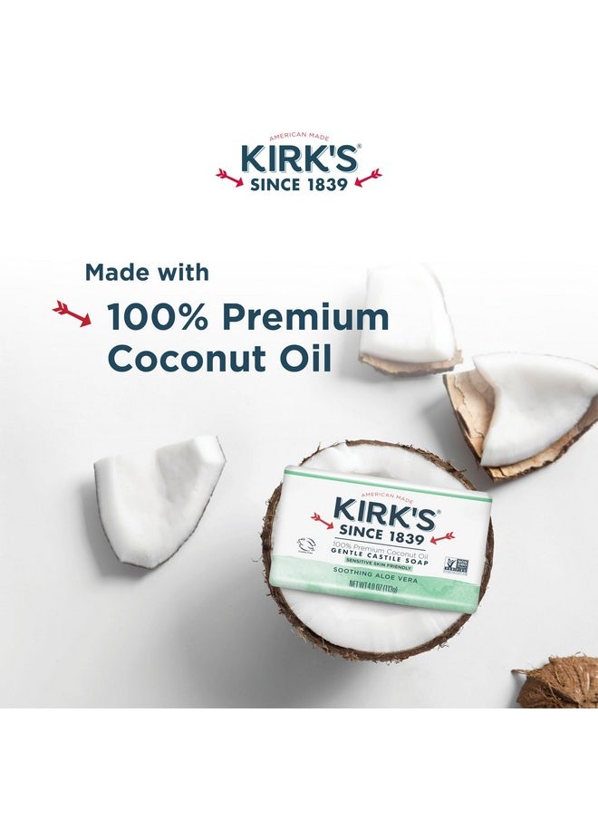 Kirk's Castile Bar Soap Clean Soap For Men, Women & Children | Premium Coconut Oil | Sensitive Skin Formula, Vegan | Soothing Aloe Vera | 4 Oz. Bars 3 Pack  - Image 3