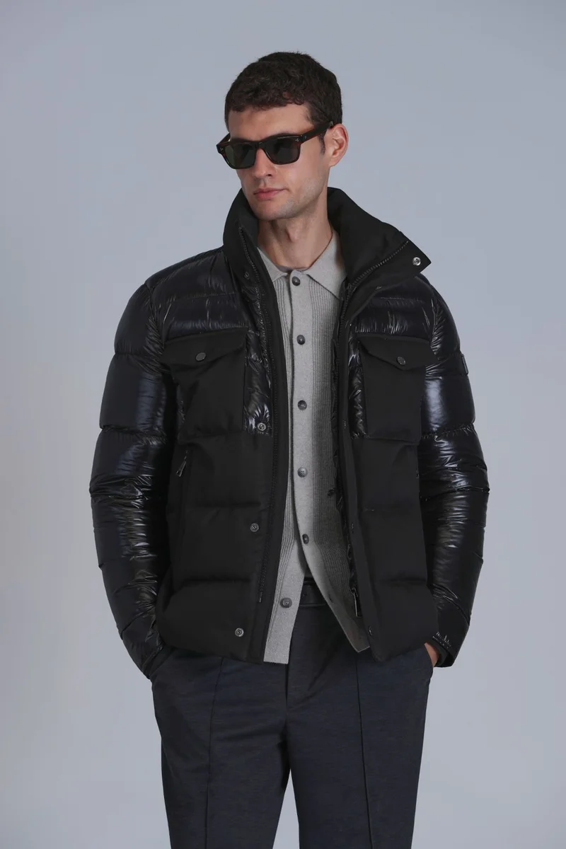 Lufian Genius Regular Fit %100 Feather Filled Zippered Stand Collar Puffer Jacket Men's Jacket 112120224