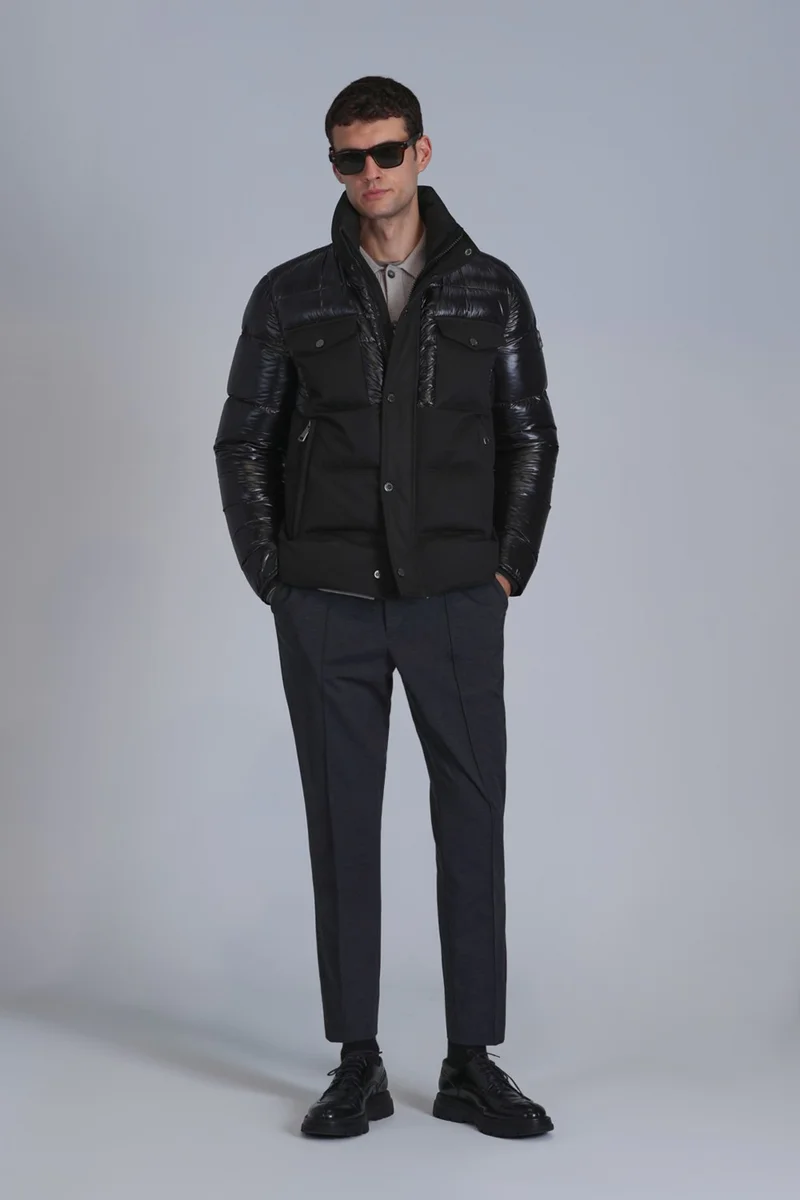 Lufian Genius Regular Fit %100 Feather Filled Zippered Stand Collar Puffer Jacket Men's Jacket 112120224
