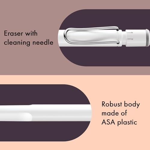LAMY safari white - Mechanical Pencil with ergonomic grip & body made of robust ASA plastic - ideal for drawing & writing - including LAMY M 41 fine line refill 0.5 mm & eraser tip - Image 4