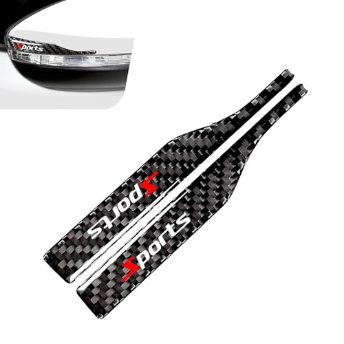 Hugwits 2 PCS Car Rearview Mirror Protective Film 512 x 059 Carbon Fiber KnifeShaped Sports Style AntiCollision Strip Universal Anti Scratch Rear View Mirror Trim for Most Cars Black - Image 1