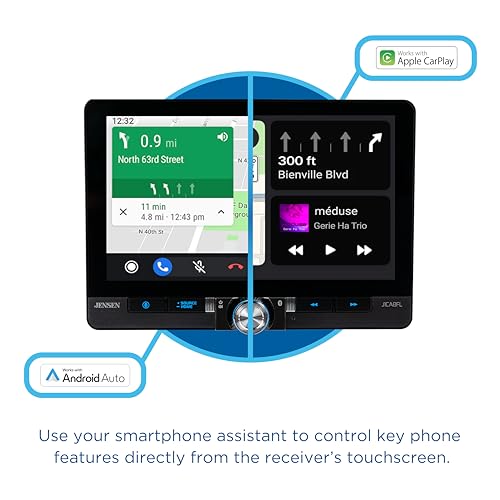 Jensen J1CA8FL 8-inch Certified Apple CarPlay Android Auto Wired or Wireless | Single DIN and Double DIN Touchscreen Car Stereo Radio | Bluetooth | Front and Rear Camera Inputs | USB Playback & Charge - Image 4