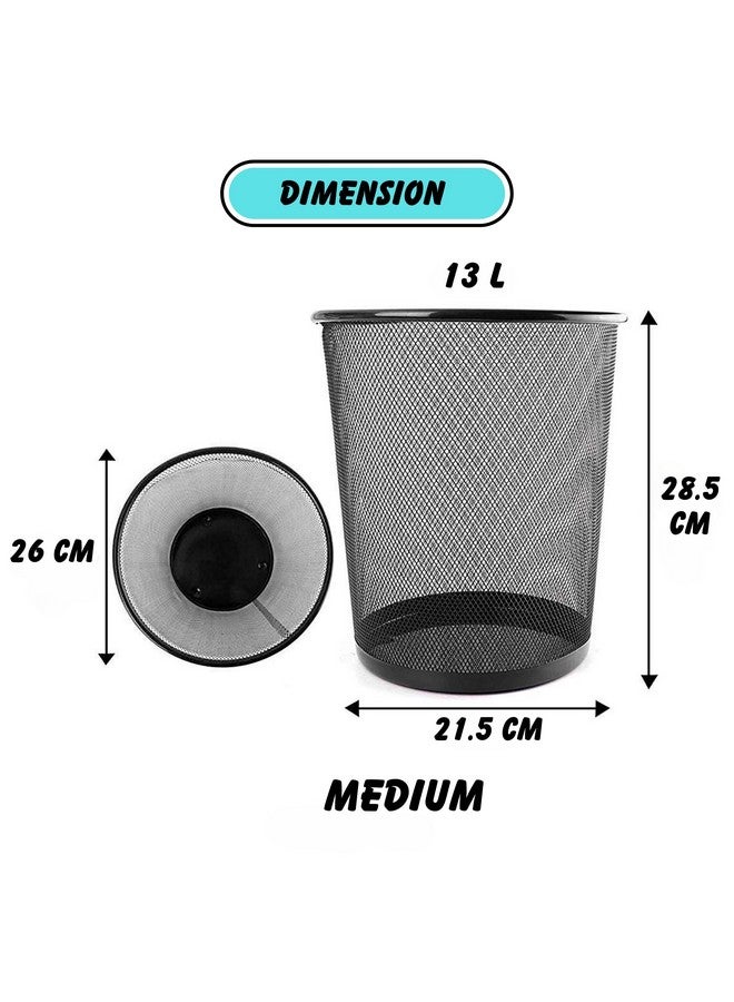 GoodWill Tech Metal Mesh Waste Dustbin, Pack of 6 for Home/Kitchen - Medium (13L) Black - Image 2