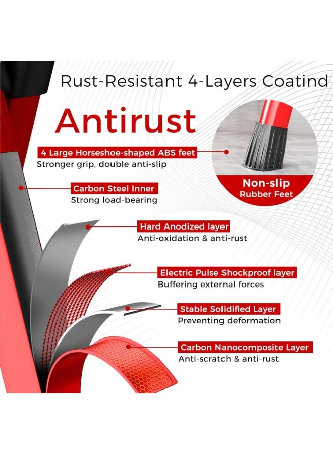 ZERIFAM Folding Step Ladder,  Steel Folding Step Stool with Tool Rack, Heavy Sturdy Steel Step Stool with Anti-Slip Wide Pedals, Safe-Lock Design, Portable Ladder for Home,Office,Kitchen,Garden - Image 4