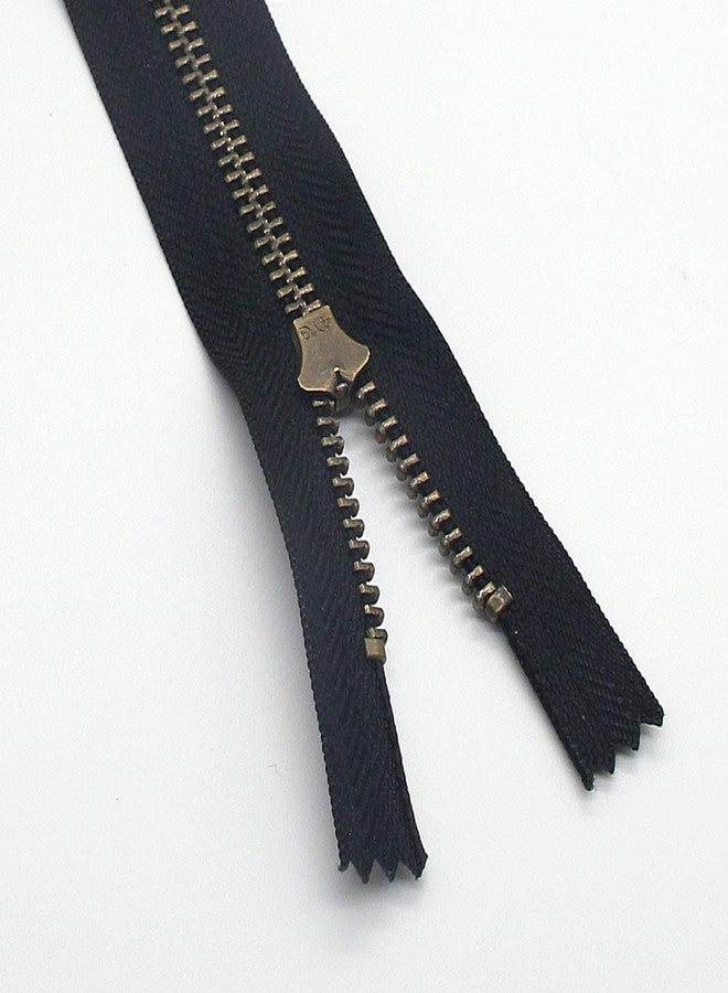 Leekayer 4# 8" Metal Zipper for Jeans Antique Brass Zipper 8 inch Close End Jeans Zippers 6pcs,(Black-Brass) - Image 4
