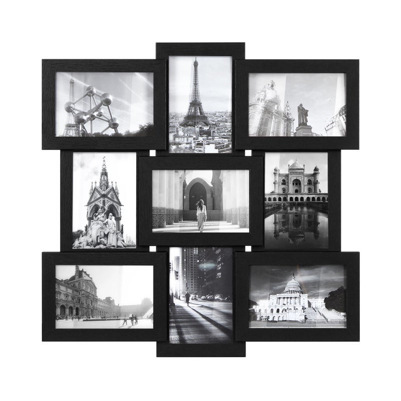 SONGMICS SONGMICS 4x6 Collage Picture Frames for Wall Decor 9 Pack Family Photo Collage Frame Set for Gallery Glass Front Assembly Required Ink Black 
