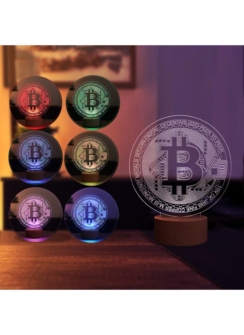 By-Lamp Bitcoin LED Table Lamp Wooden Base 7 Different Light Colors  - Image 2