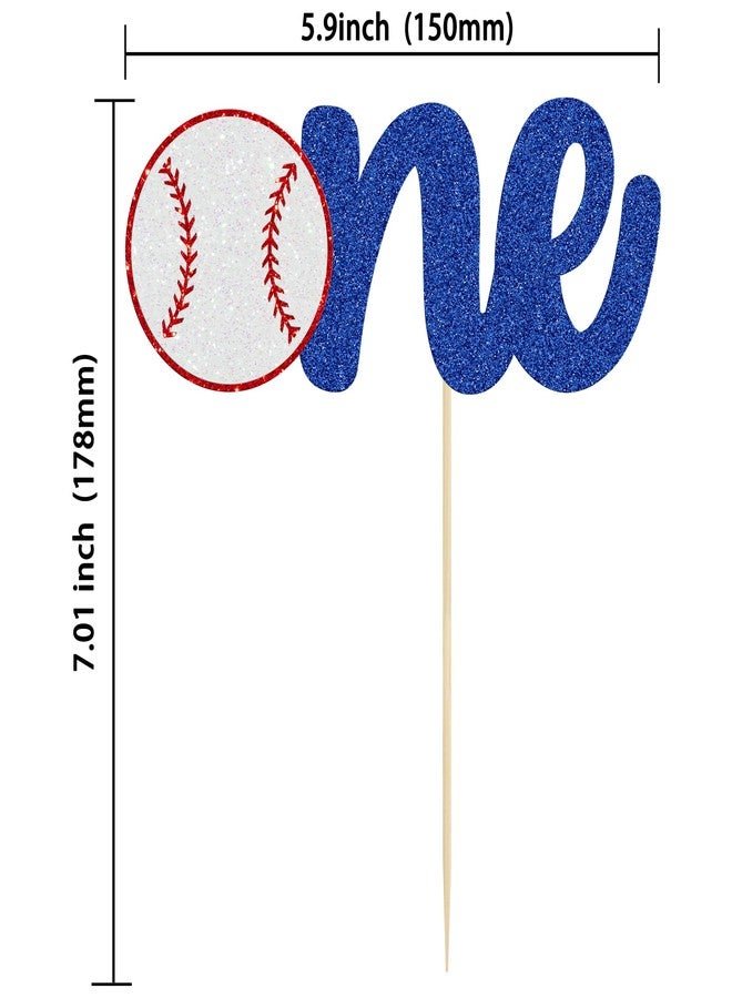 Ephlyn 1 Pack Baseball One Cake Topper Glitter Sport Theme First Birthday Cake Decoration for Baseball Theme Kids 1st Birthday Party Cake Decorations Supplies - Image 2
