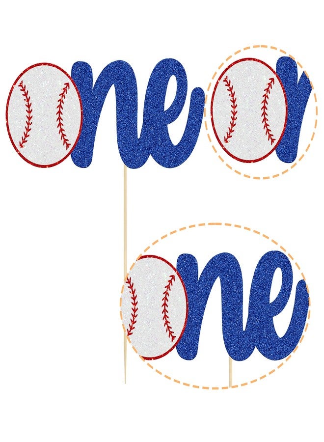 Ephlyn 1 Pack Baseball One Cake Topper Glitter Sport Theme First Birthday Cake Decoration for Baseball Theme Kids 1st Birthday Party Cake Decorations Supplies - Image 3