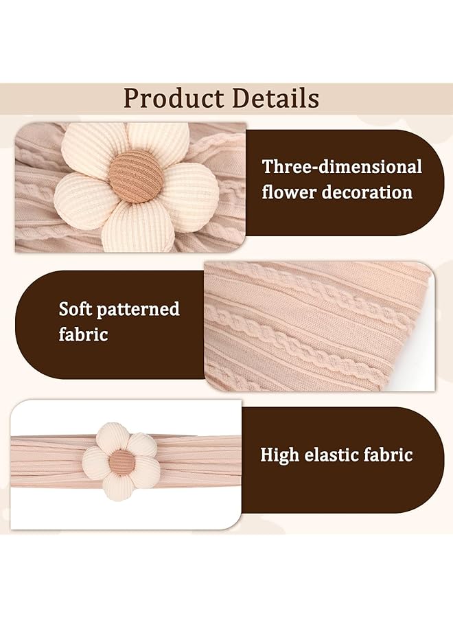إيروريكس 3 قطع من عصابات رأس الزهور للأطفال البنات الصغار من النايلون، عصابات شعر ناعمة، إكسسوارات شعر لحديثي الولادة - Image 4