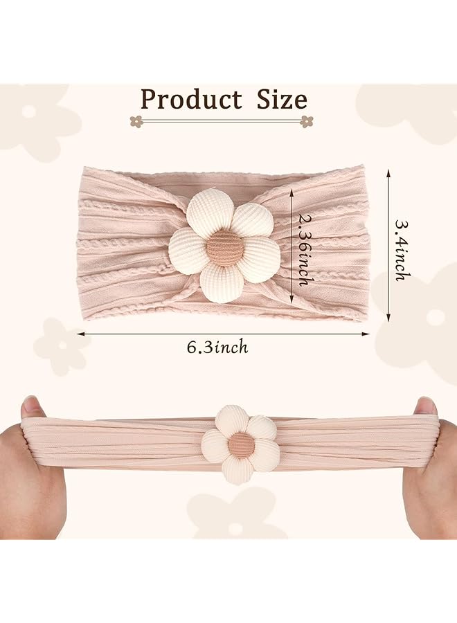 إيروريكس 3 قطع من عصابات رأس الزهور للأطفال البنات الصغار من النايلون، عصابات شعر ناعمة، إكسسوارات شعر لحديثي الولادة - Image 5
