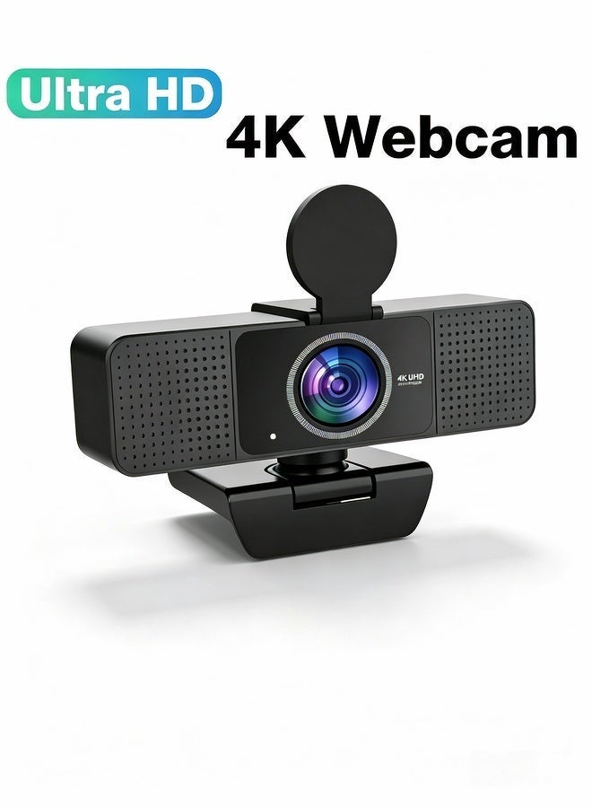 ZetRA 4K Ultra HD USB Webcam With Microphone & Privacy Cover, Auto‑Light Correction For PC Laptop, Live Streaming & Video Conference - Image 1