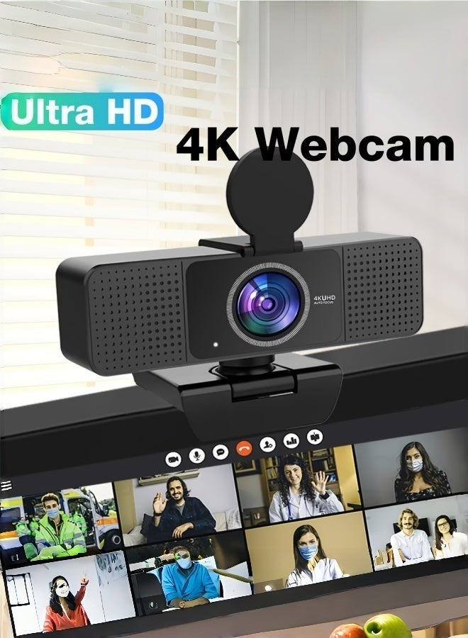 ZetRA 4K Ultra HD USB Webcam With Microphone & Privacy Cover, Auto‑Light Correction For PC Laptop, Live Streaming & Video Conference - Image 3