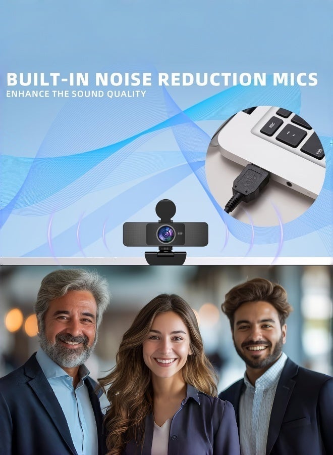 ZetRA 4K Ultra HD USB Webcam With Microphone & Privacy Cover, Auto‑Light Correction For PC Laptop, Live Streaming & Video Conference - Image 5