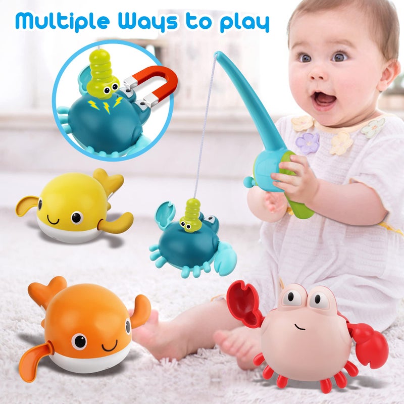 Dwi Dowellin Bath Toy for Toddlers ,Bathtub Toy with Floating Mold Free Swimming Toys and Stacking Cups,Magnetic Fishing Game for Toddles and Babies - Image 2