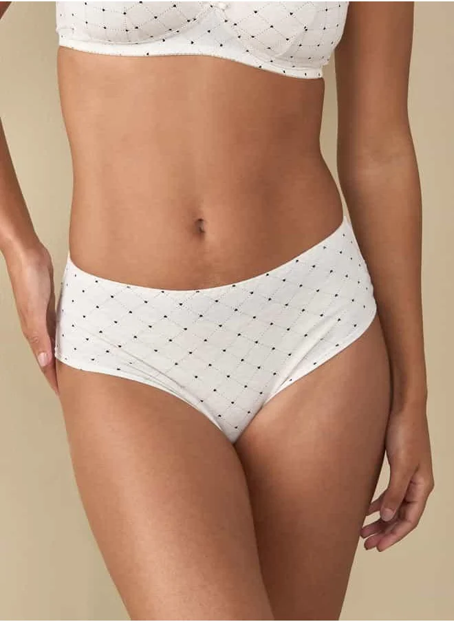 FAV All-Over Heart Print Bikini Briefs with Lace Detail