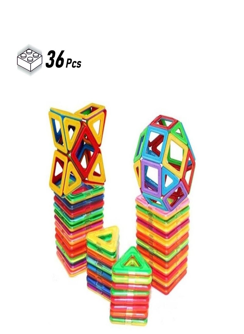 36-Piece Educational Magnetic Colorful Tiles Set  - Image 1