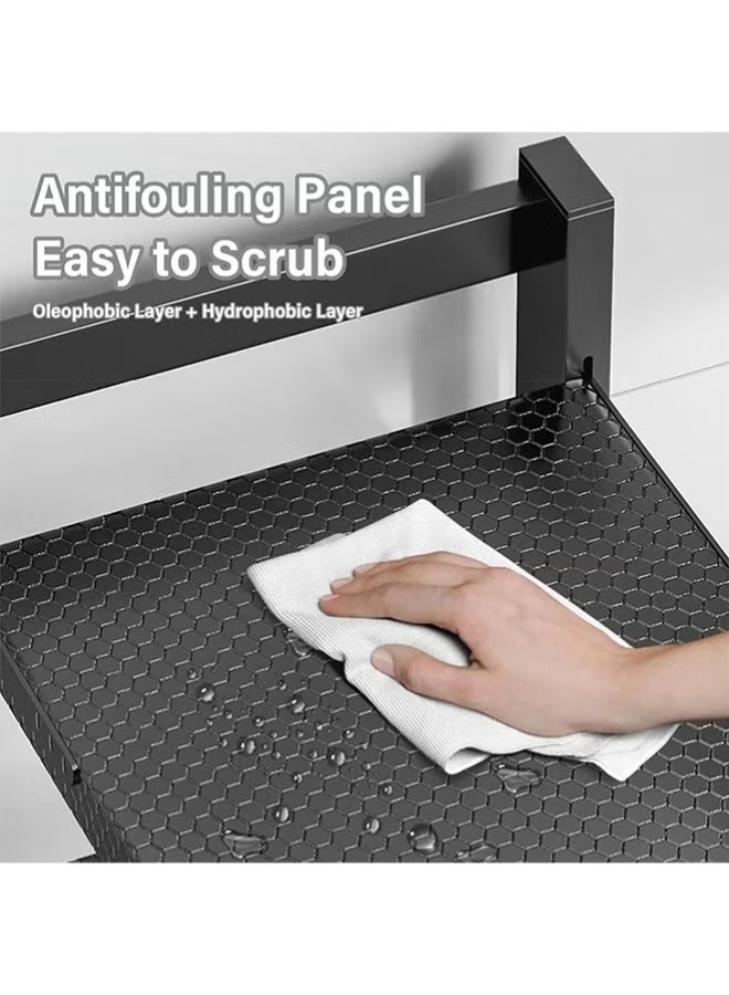 BLOOMING TIME 5‑Tier Adjustable Under‑Sink Kitchen Storage Rack with Honeycomb Anti‑Slip Metal Shelves – Black Rust‑Proof Organizer for Cabinet, Countertop or Sink Area - Image 4