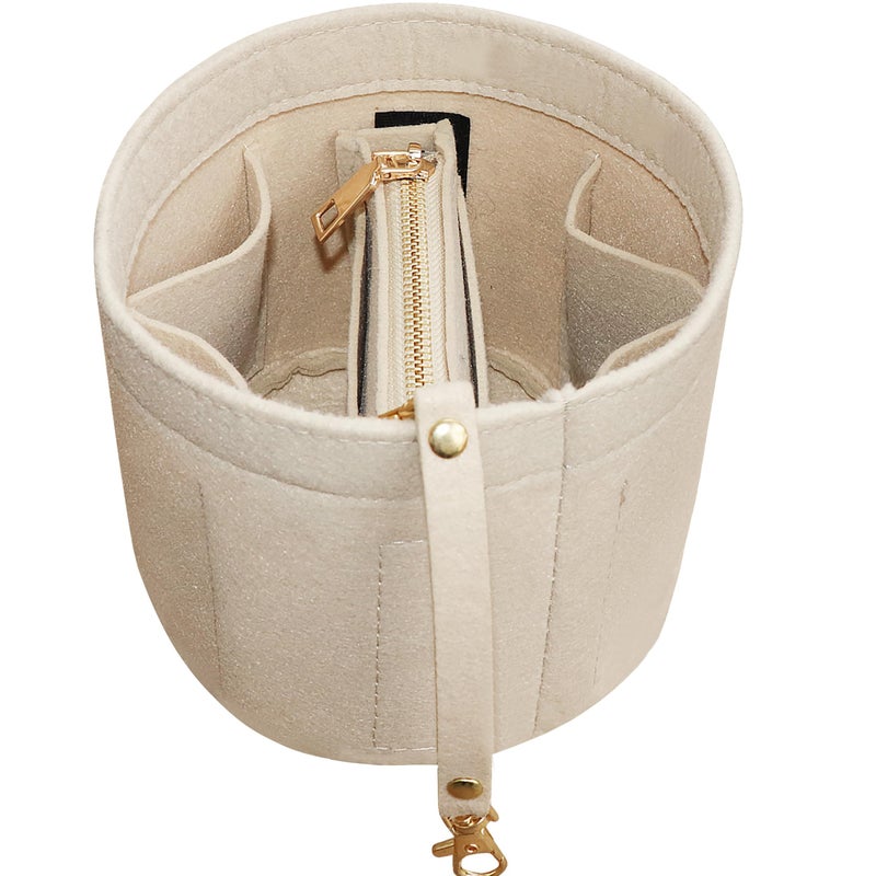 Soyizom Felt Purse Organizer Insert Fits Cannes Cylinder Bag  Tote Organizer for Women Liner Insert in Purse Beige