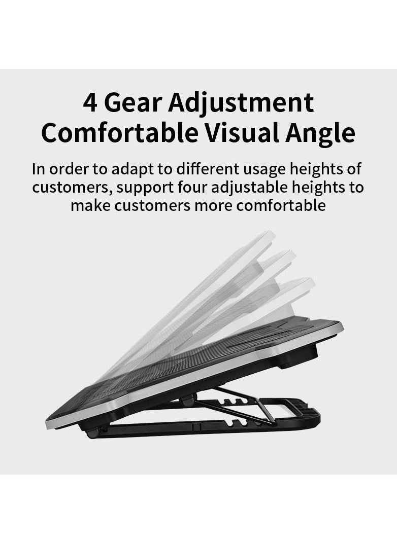 llano - Portable 12-17 Inch Laptop Cooler Fan All-round RGB Light Notebook Cooling Pad With Adjustable Wind Speed Height - Image 1
