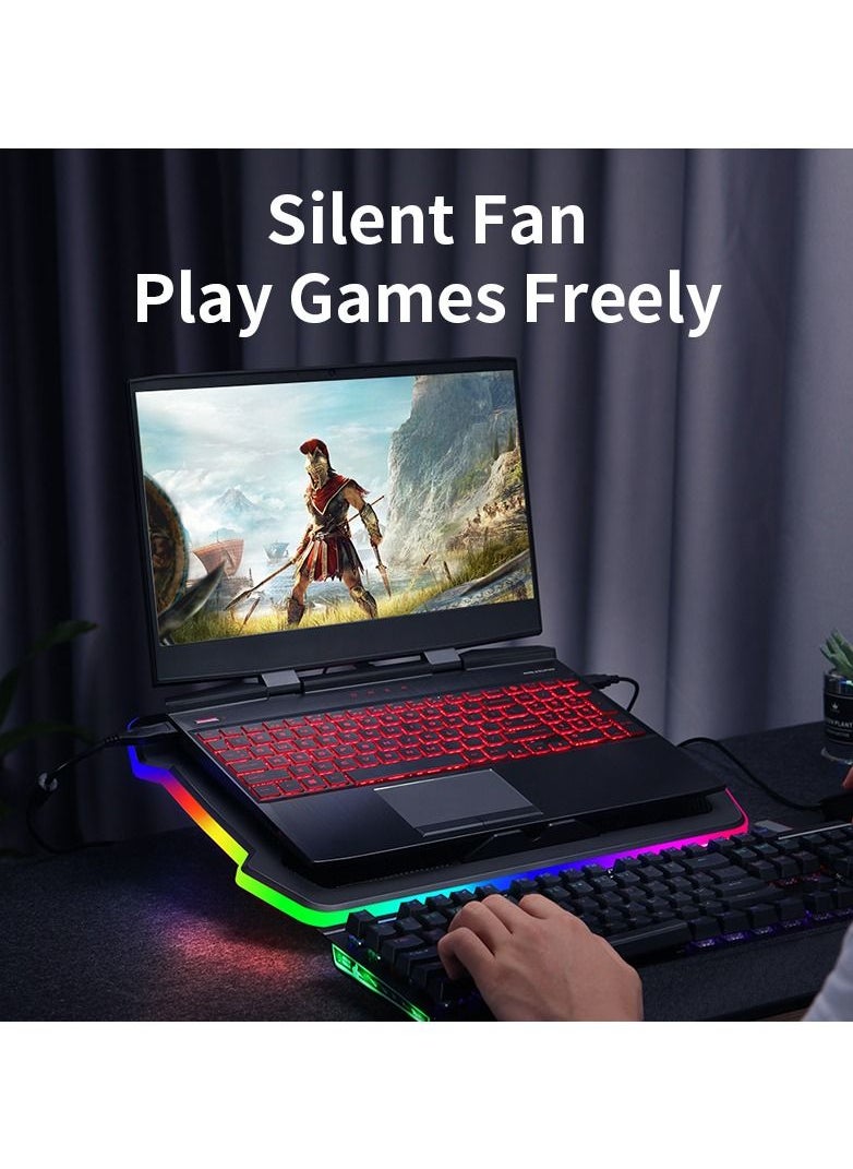 llano - Portable 12-17 Inch Laptop Cooler Fan All-round RGB Light Notebook Cooling Pad With Adjustable Wind Speed Height - Image 1
