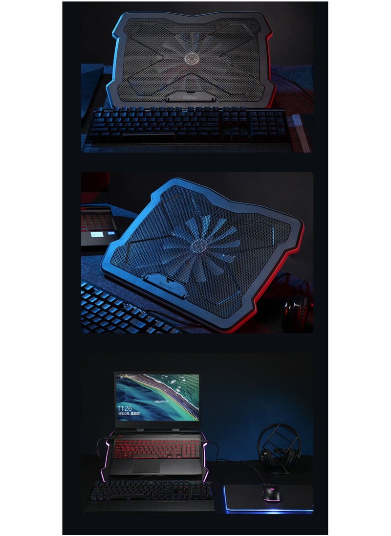 llano - Portable 12-17 Inch Laptop Cooler Fan All-round RGB Light Notebook Cooling Pad With Adjustable Wind Speed Height - Image 1