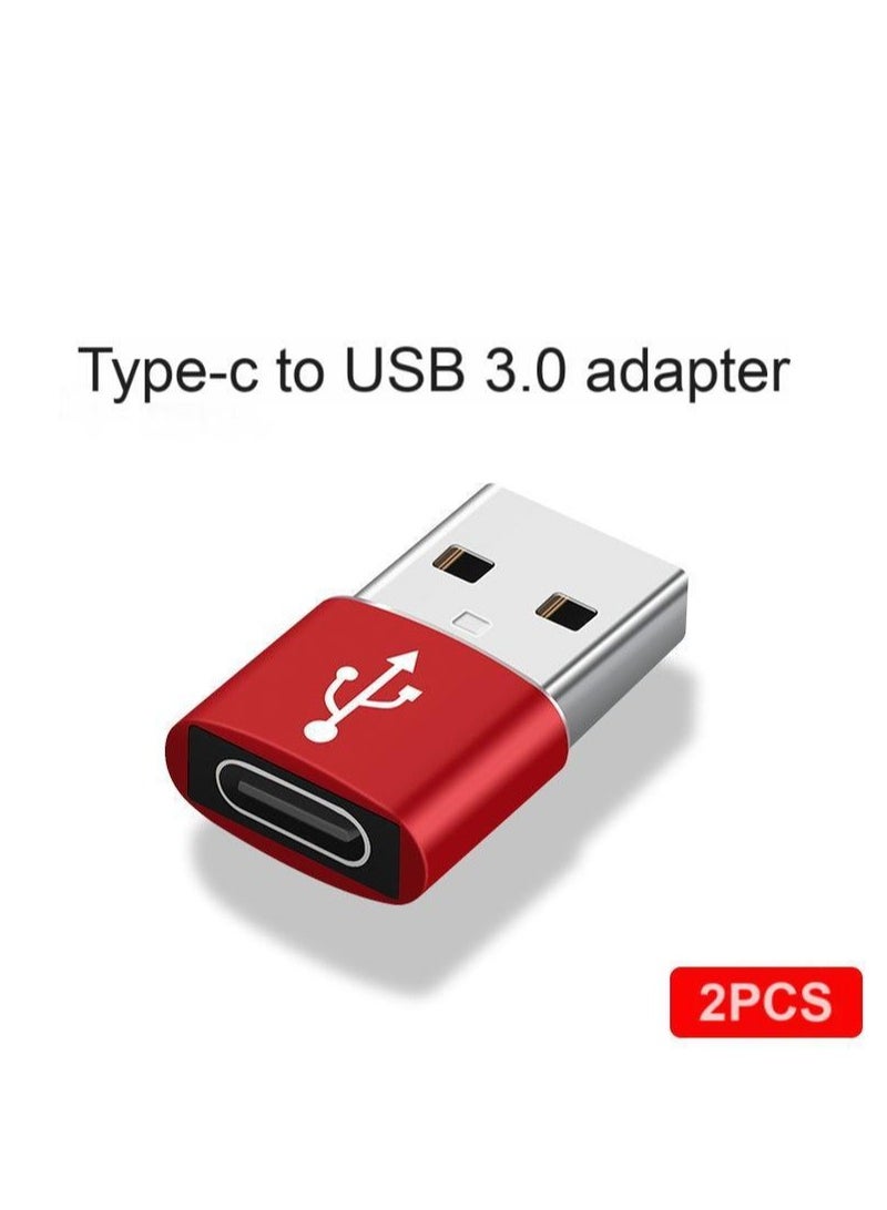 مجموعة محول OTG من قطعتين من النوع C إلى USB-A - تقنية USB 3.0، تدعم نقل البيانات والشحن - أحمر - Image 1