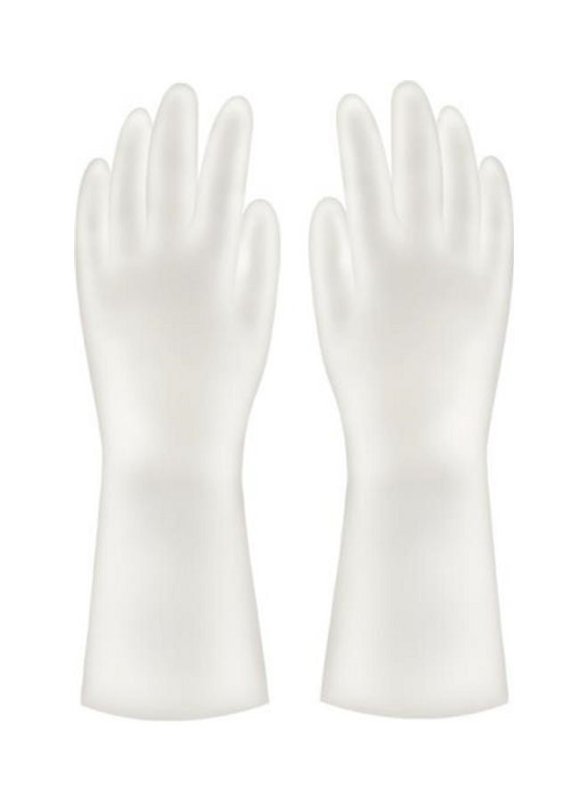 NIBEMINENT Waterproof Non-Slip Durable Rubber Large Size Gloves Off White
