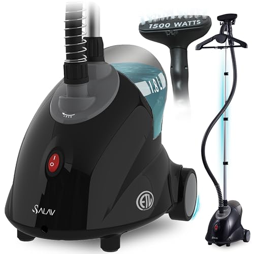 SALAV GS18-DJ Standing Garment Steamer with Roll Wheels for Easy Movement, 1.8L Water Tank for 1 Hour Continuous Steaming, Adjustable Pole for Storage, Includes Descaler Packet, 1500 watts - Image 5