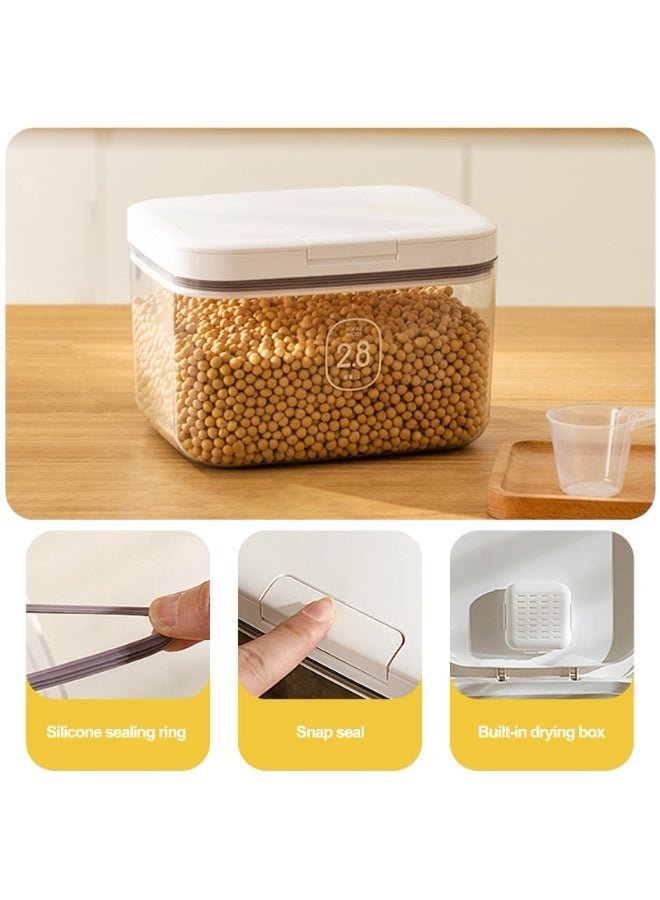 كيلا مجموعة حاويات أرز سعة 4.5 لتر مع كوب قياس وأغطية، حاوية تخزين دقيق وسكر وأرز، حاويات حبوب كبيرة محكمة الغلق لتخزين الحبوب، دلو أرز بيد واحدة للمطبخ - Image 5