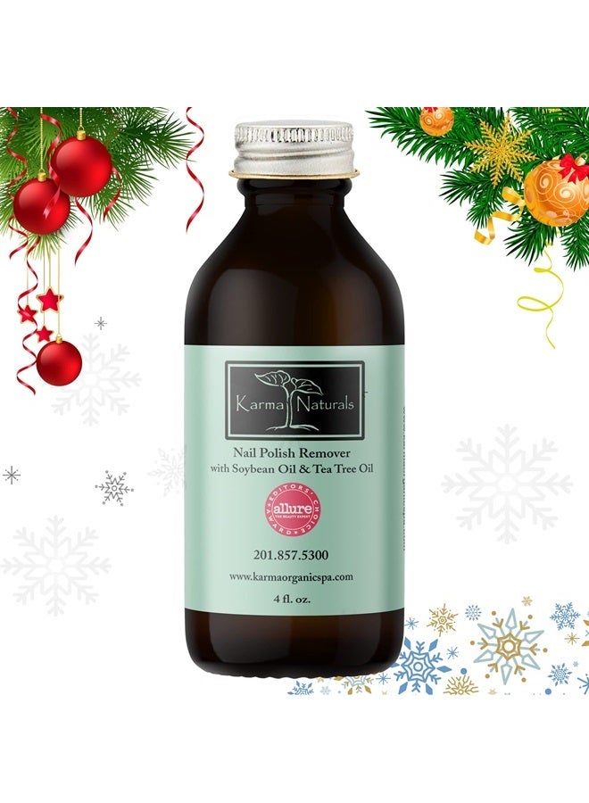 Karma Organic Nail Polish Remover with Soybean Oil and Tea Tree Oil- Non Toxic, Vegan, Cruelty Free, Acetone Free – Nails Strengthener for Fingernails – 4 fl. Oz. - Image 1