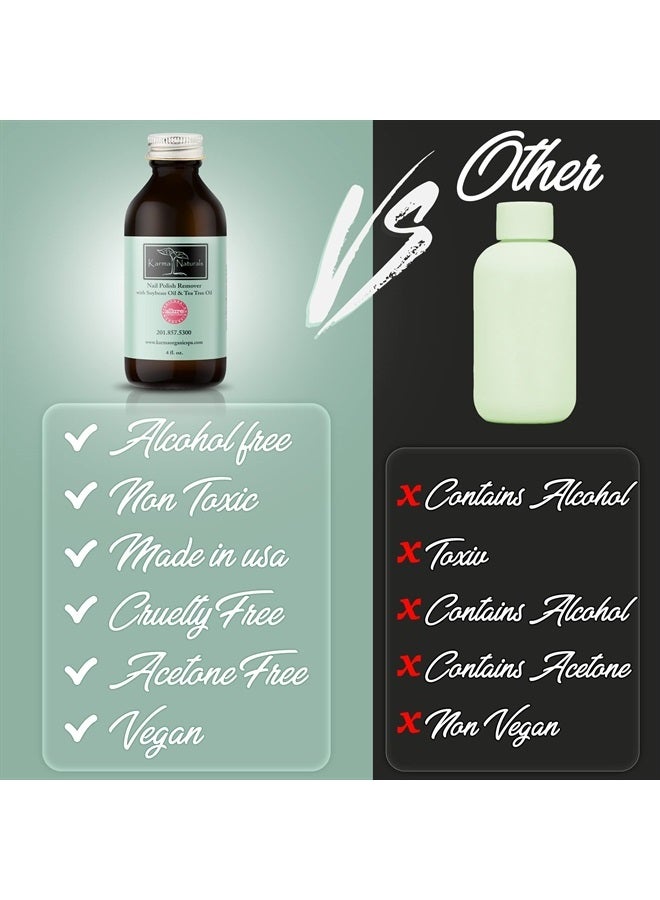 Karma Organic Nail Polish Remover with Soybean Oil and Tea Tree Oil- Non Toxic, Vegan, Cruelty Free, Acetone Free – Nails Strengthener for Fingernails – 4 fl. Oz. - Image 2