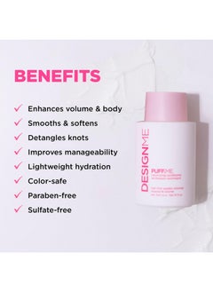 Design.ME PUFF.ME Volumizing Conditioner by DESIGNME | Hydrating, Adds Volume, Body and Shine for Thicker & Bouncier Hair | For Fine & Medium Hair | Boosts Shine | Vegan, Color-Safe, Paraben & Sulfate Free  - Image 2