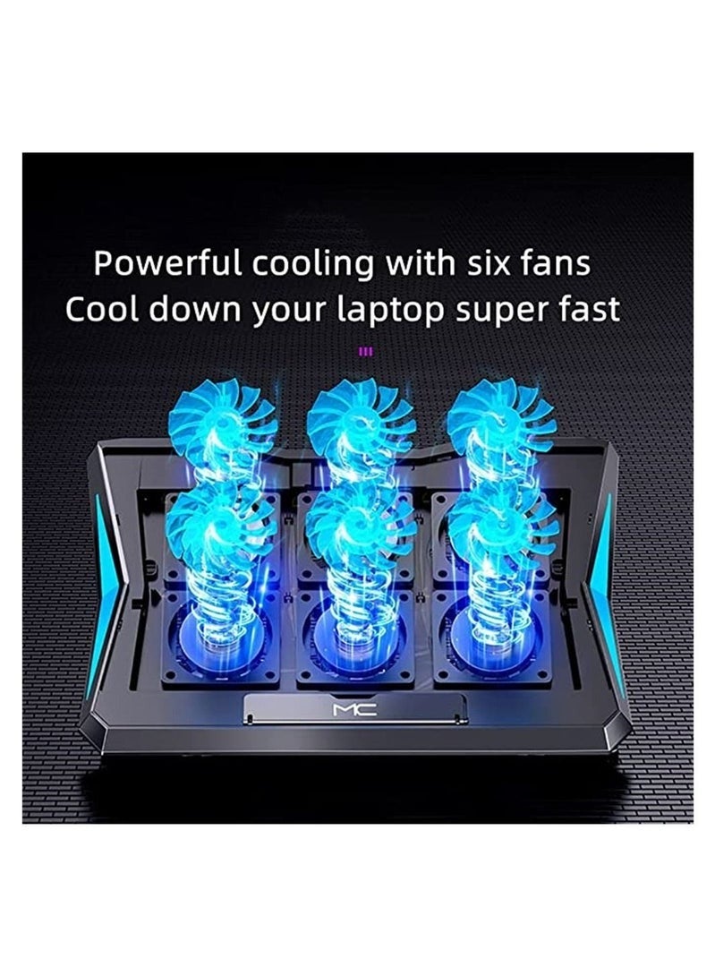 Laptop Cooling Pad Gaming Notebook Cooler for Desk Use Adjustable Wind Speed, Laptop Fan Stand 6 Adjustable Heights with 6 Quiet Fans and Phone Holder for 11 to 18 Inch Laptops - Image 2