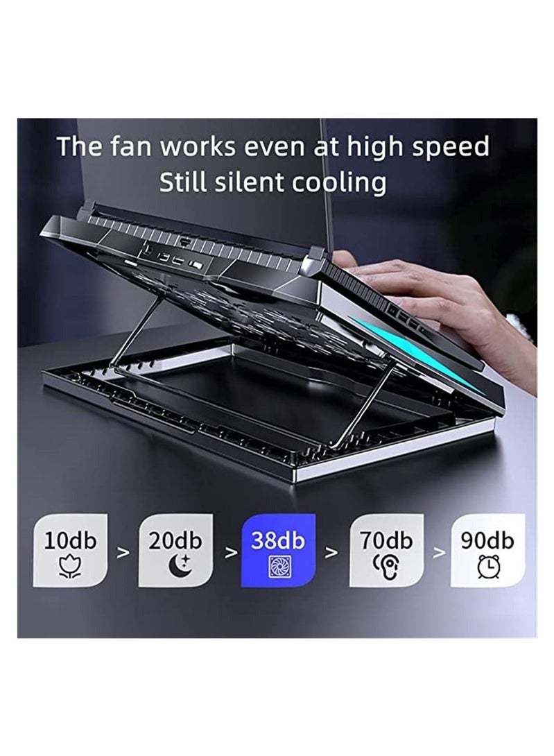 Laptop Cooling Pad Gaming Notebook Cooler for Desk Use Adjustable Wind Speed, Laptop Fan Stand 6 Adjustable Heights with 6 Quiet Fans and Phone Holder for 11 to 18 Inch Laptops - Image 5