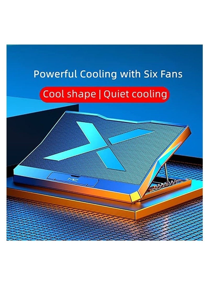 Laptop Cooling Pad Gaming Notebook Cooler for Desk Use Adjustable Wind Speed, Laptop Fan Stand 6 Adjustable Heights with 6 Quiet Fans and Phone Holder for 11 to 18 Inch Laptops - Image 3