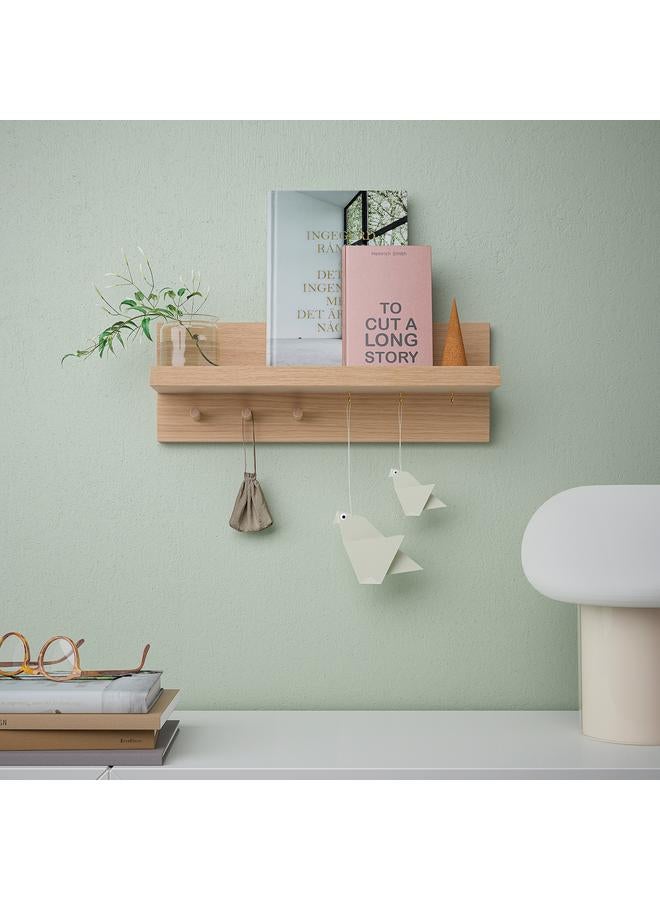 زبون منظم حائط بخطافات، خشب بلوط، 42x15x11 سم - Image 5