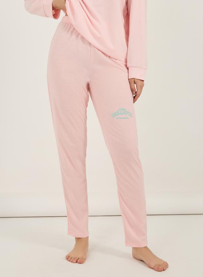 Styli Graphic Print Drop Shoulder Longline Sweatshirt & Leggings Set  - Image 5