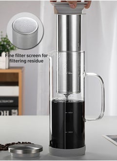 LEOKOR Glass Coffee Cold Brew Maker Jug with Tick Marks Stainless Steel Filter Ice Brewed Coffee Tea Infuser Pot with Handle 800ML  - Image 4