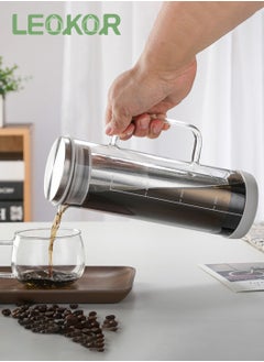 LEOKOR Glass Coffee Cold Brew Maker Jug with Tick Marks Stainless Steel Filter Ice Brewed Coffee Tea Infuser Pot with Handle 800ML  - Image 2