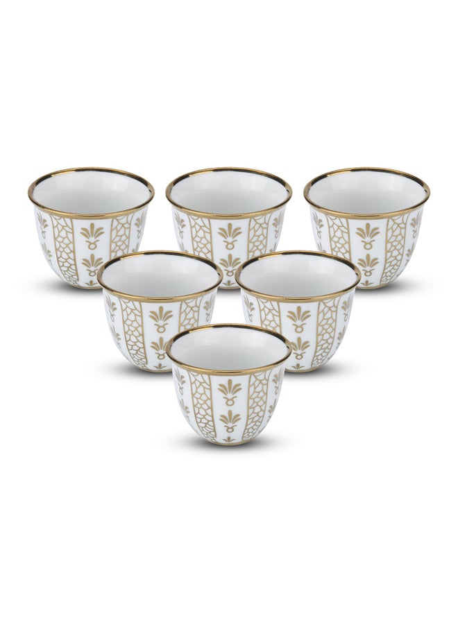 AL SANIDI Plastic Arabic coffee cup Arabic coffee mug White*Gold Set 6 pcs capacity 10 ml  - Image 1