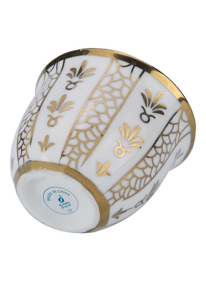 AL SANIDI Plastic Arabic coffee cup Arabic coffee mug White*Gold Set 6 pcs capacity 10 ml  - Image 5