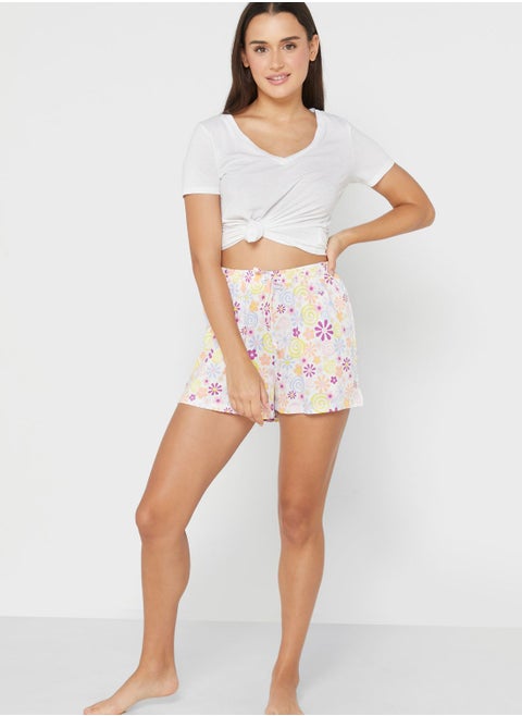 High Waist Printed Shorts