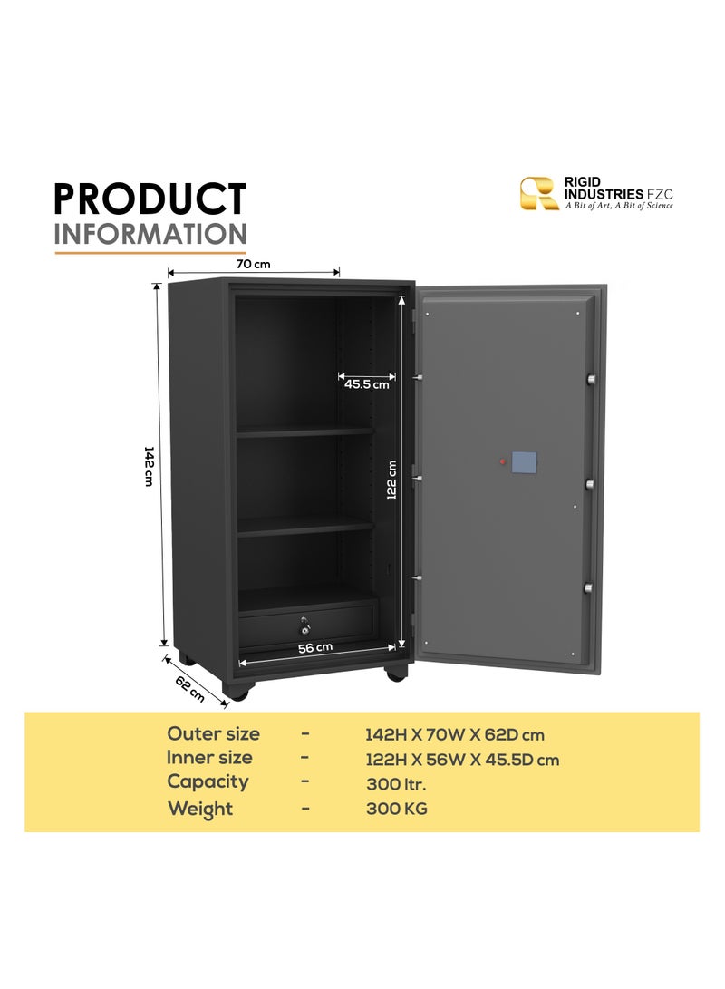 RIGID Fire Resistant Steel Safe with Digital & Key Lock, 300Kg  - Image 3