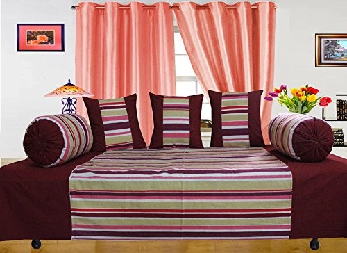Dekor World Dekor World Multi Stripe Diwan SetPack of 6 Pcs  - Image 1